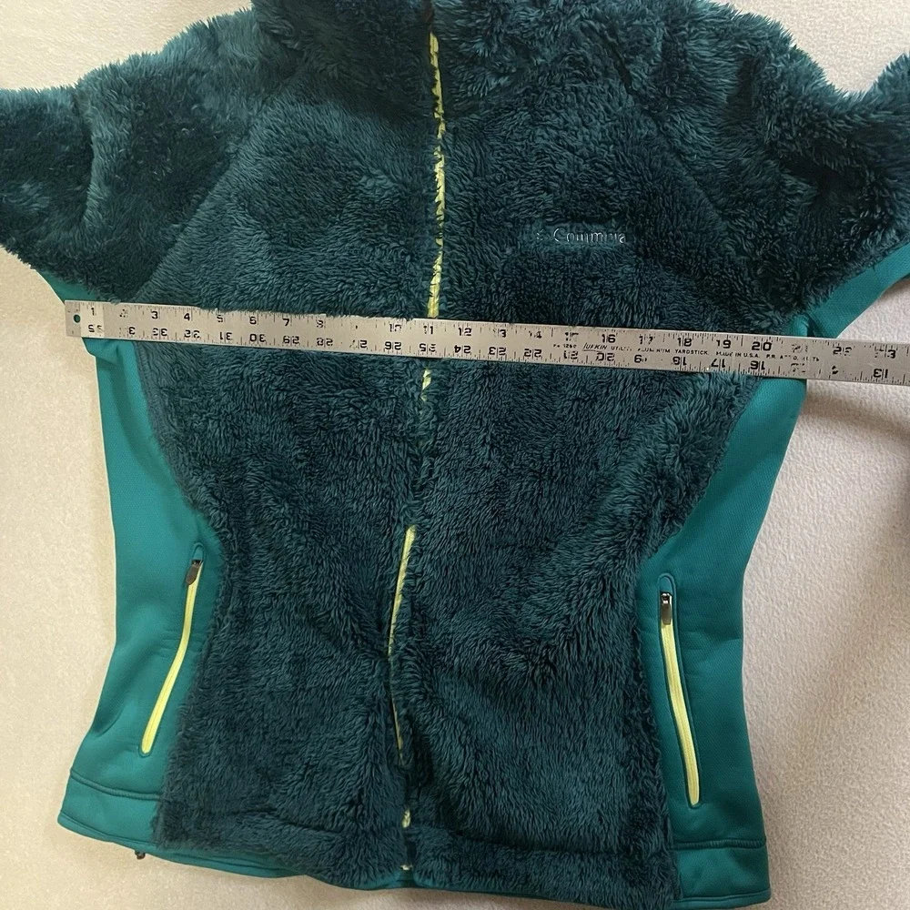 Columbia Pearl Plush II Fleece Jacket Women's Size XL Green Fuzzy Full Zip Up